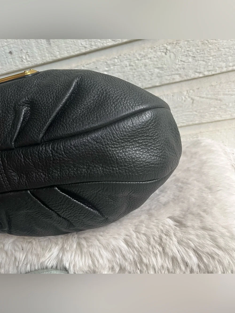 MARC JACOBS Black Leather Hobo Baguette Hillier Shoulder Bag